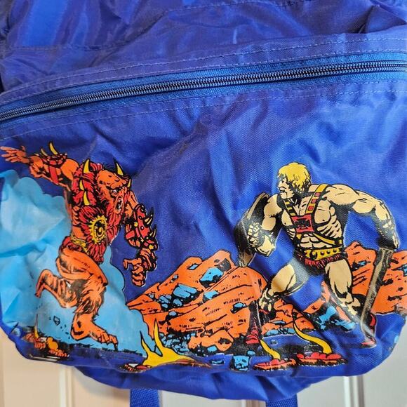 Vintage He-Man Masters of The Universe Backpack 1984 Blue Mattel Beast Man 17" - Picture 3 of 14
